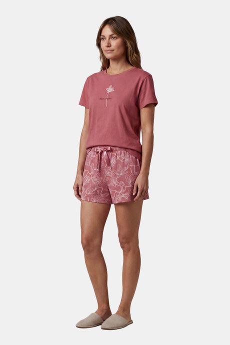 Sweet Dreams Floral Printed Short Set - Dusty Red — image 4
